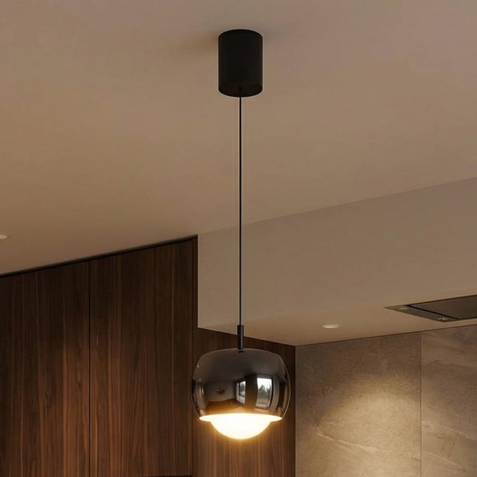 Mantra Iluminación Hanglamp Roller, zwart-chroom verstelbare glazen lens