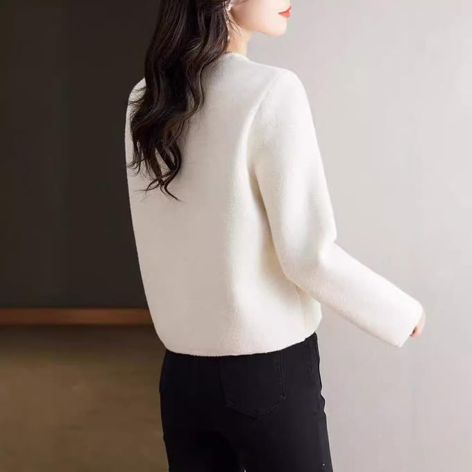 Jas Dames Herfst- en Wintermodellen met Gebreid Vest Kort Klein Topje L