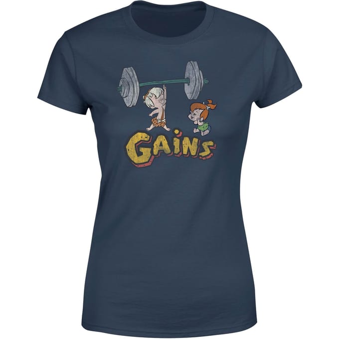 The Flintstones Bamm-Bamm Gains Distressed Dames T-shirt - Navy - S