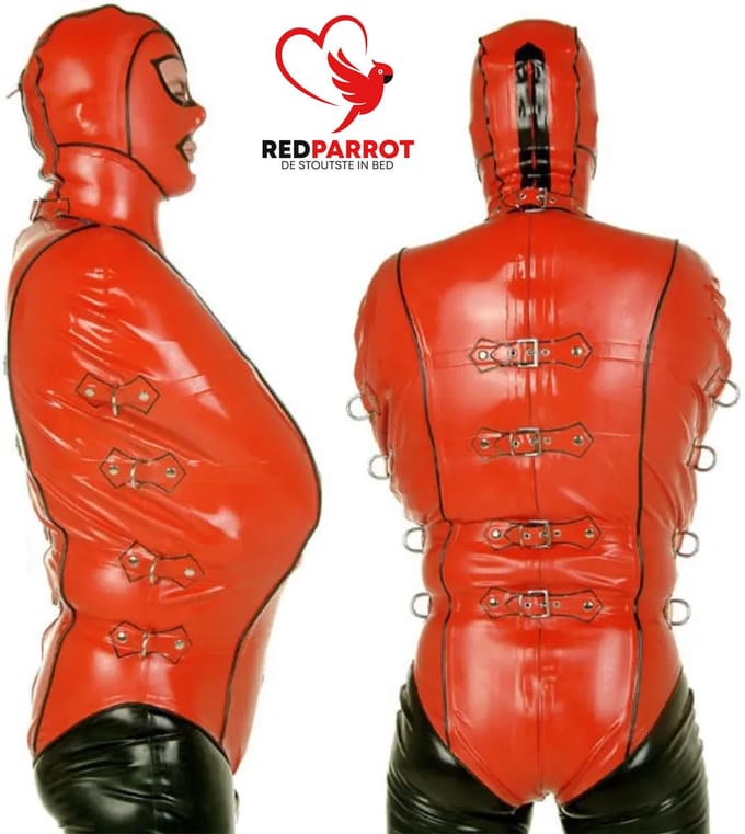 100% Latex jumpsuit - Masker - Bondage ringen - Bodysuit - BDSM - Extreem