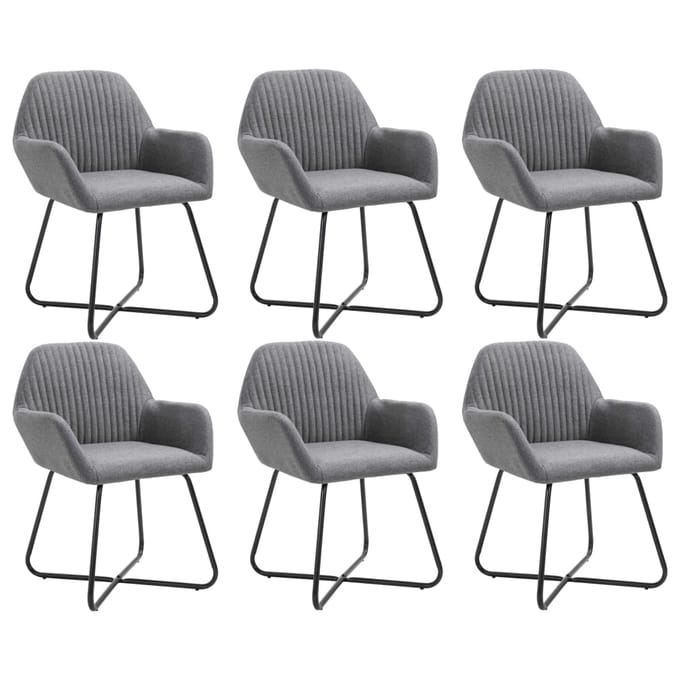 vidaXL - Eetkamerstoelen - 6 - st - stof - donkergrijs