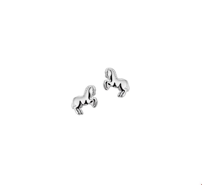 Oorknoppen Paard Zilver Gerhodineerd Glanzend 8.5 mm x 7 mm