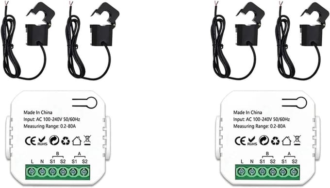 Energiemeter - Stroommonitor - Energieverbruik Meten - Bidirectioneel - 80A - Wit