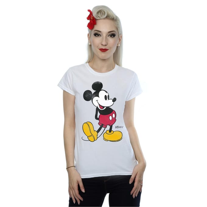 Disney Dames/Dames Mickey Mouse Klassiek Kick Katoenen T-Shirt (Wit)