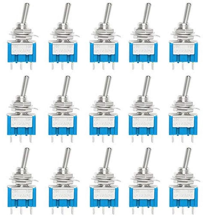 15 Stuks Mini Tuimelschakelaars - 3-polig ON/ON SPDT 6A 125V