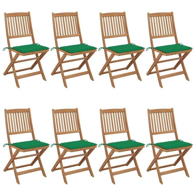 vidaXL - Inklapbare - stoelen - 8 - st - met - kussens - massief - acaciahout