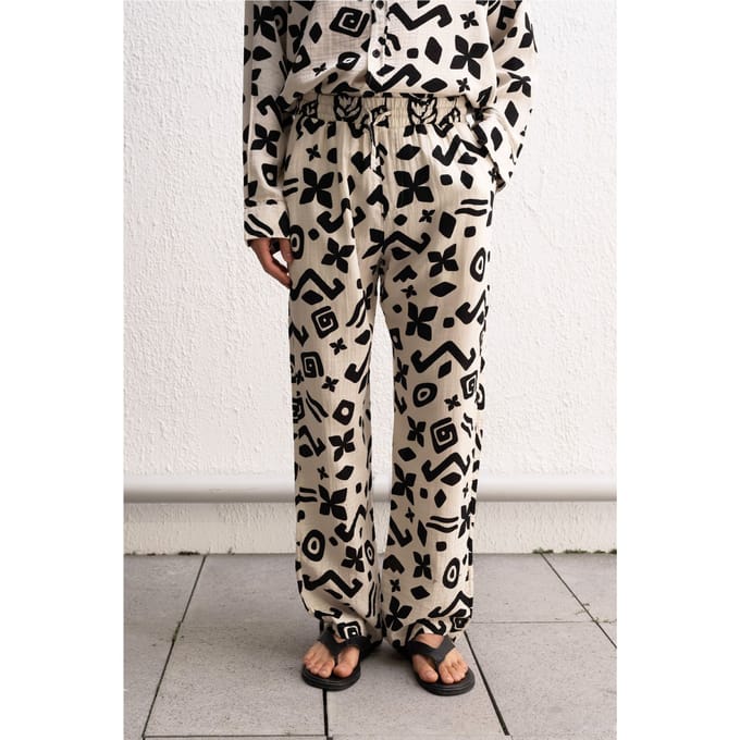 Etnische Print Relaxed Fit Wijde Broek