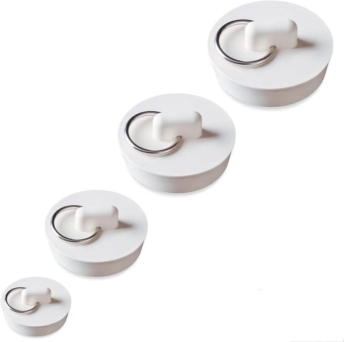 Set van 4 Universele Beige Rubberen Afvoerstopjes voor Keuken, Bad, Douche en Gootsteen