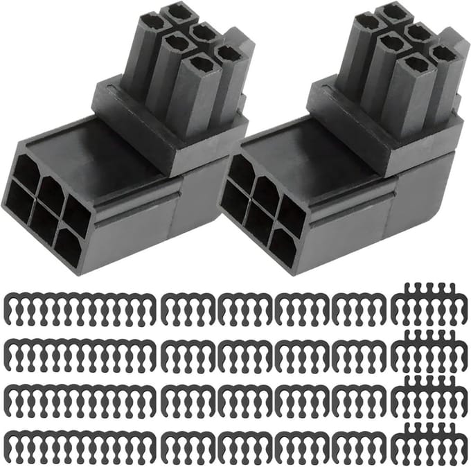 Allecto - ATX Power Adapter - 6 Pin GPU Connector - 90 Graden Ruimtebesparend - 2 Pack - Ideaal voor Computerbouw - Geschikt voor Gaming PC - Kleur...