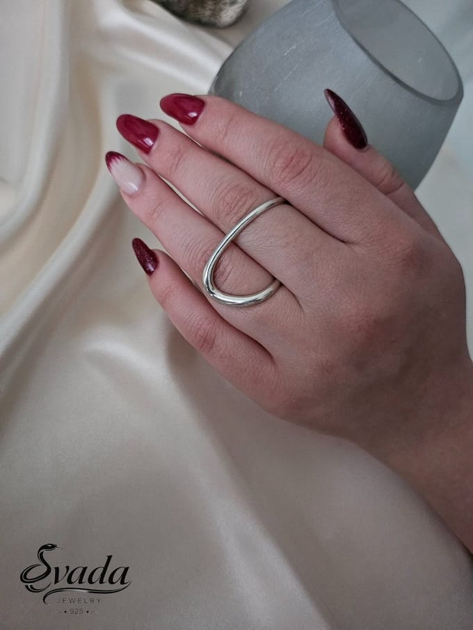 925 Sterling Zilver Dubbele Ring - Verstelbare Open Dames Ring - Minimalistisch - Evada Jewelry