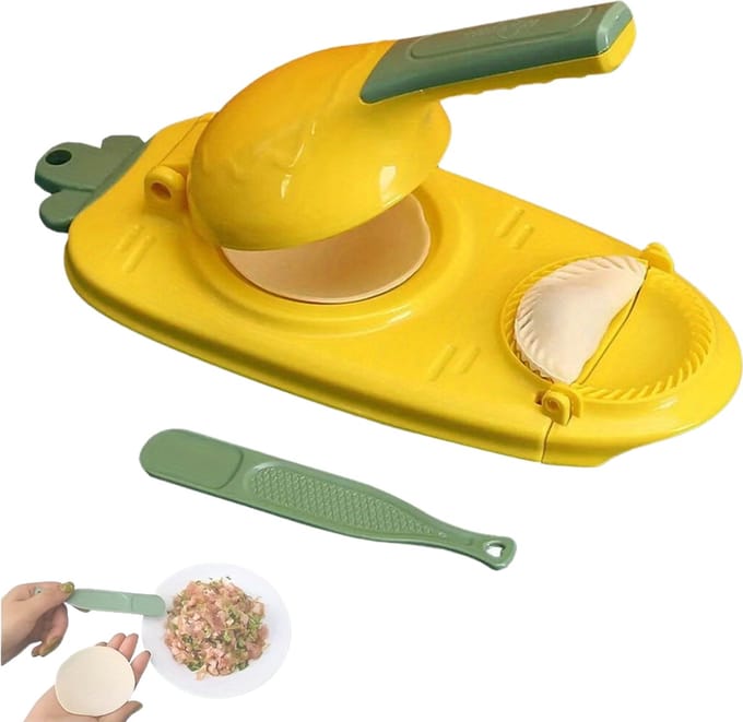 Bovista Raviolimakers - Dumplings Machine - Dumpling Maker Set - Ravioli - Dumpling Vorm - Ravioli - Uitsteker - Snijder - Pastei - Empanada - Geel