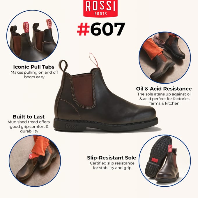Rossi 607 Booma Bruine Leren Chelsea Boots