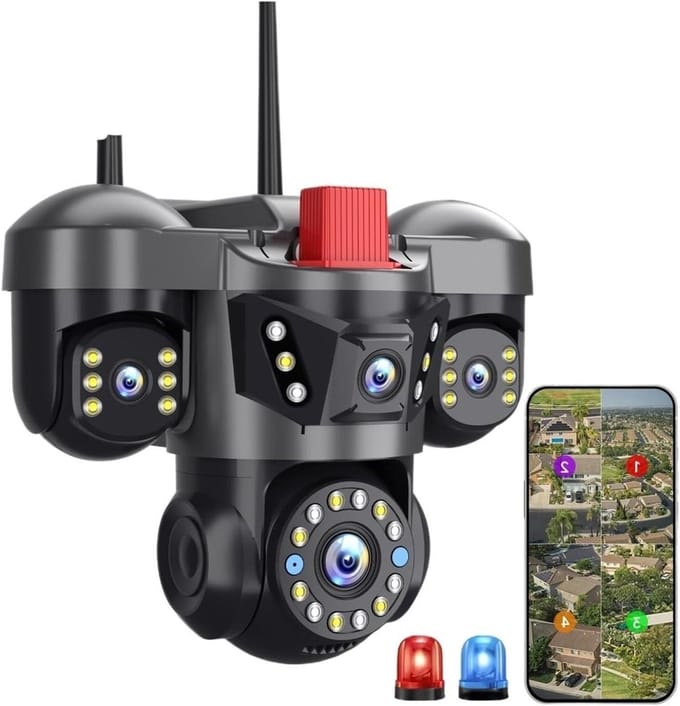 Beveiligingscamera - PTZ Camera - Huis Beveiligen - Quad Lens - 3MP - One Color