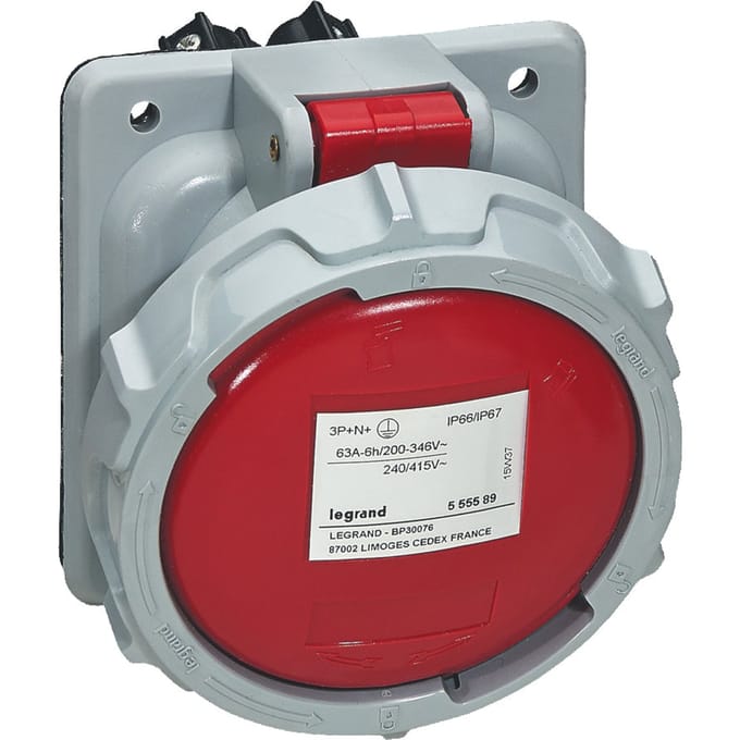 Legrand inbouwstopcontacten 400V 63A 4P+A IP67 P17 - 555589