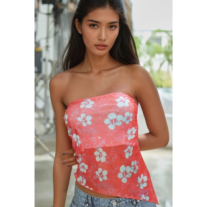 Mouwloze Bloemen Gebreide Crop Top