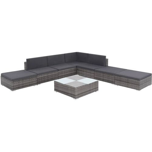 vidaXL - 8-delige - Loungeset - met - kussens - poly - rattan - grijs