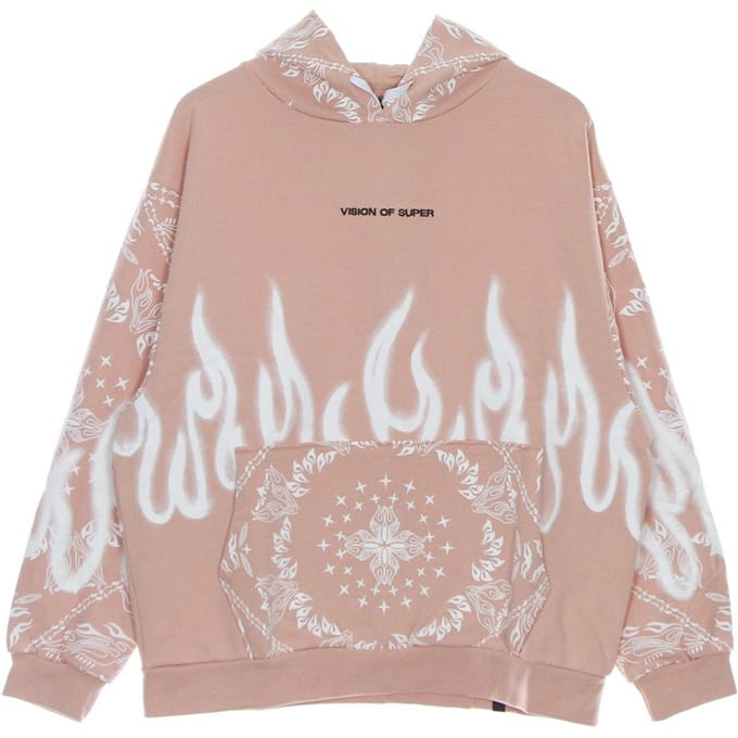 Lichtgewicht herensweatshirt met capuchon en bandanaprint, roze