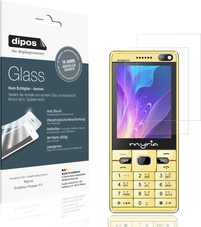 dipos – 2x Matte Pantserfolie geschikt voor Myria Endless Power Y1 | 9H Screenprotector