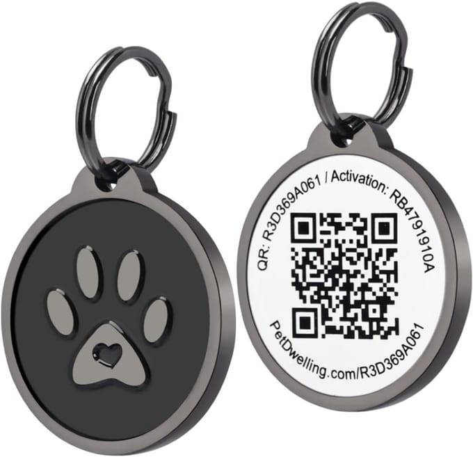 Duurzame 2D QR Code Huisdier ID Tag - Honden- en Kattenlabels met Online Profiel en Directe E-mail Meldingen