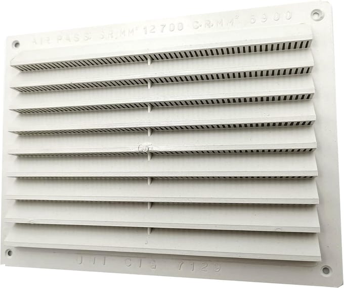 Rechthoekig Ventilatierooster Kunststof 150x200mm met Insectengaas