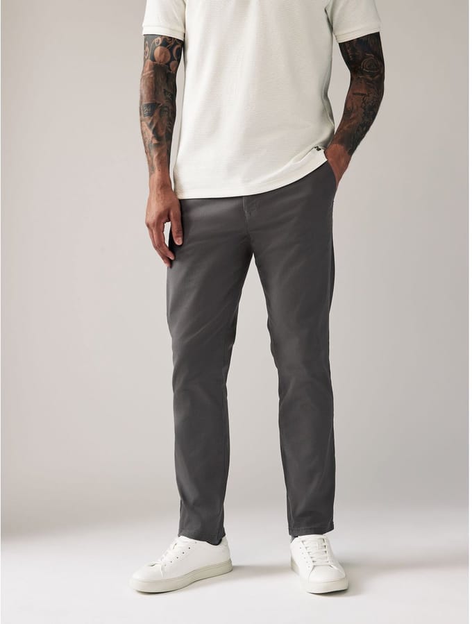 Next - Heren - Slim-fit chinobroek met stretch - Grijs
