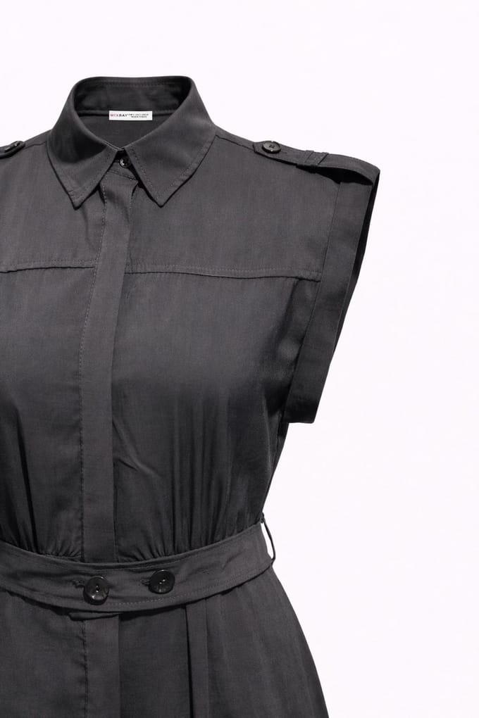 Textured A-Lijn Midi Hemddress met Riem