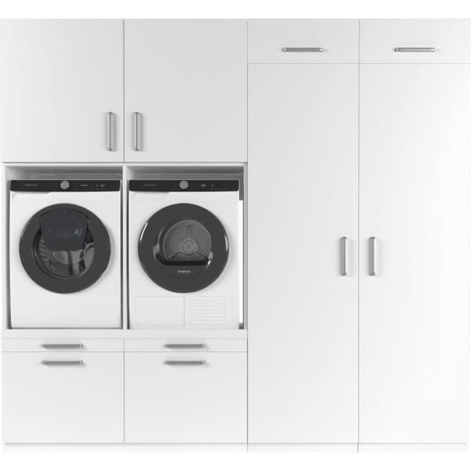 Wasophoogte® Wasmachine Kast Munich - Wasmachine verhoger - Wasmachine ombouw - 700(D)*2530(B)*2350(H) mm - Wit