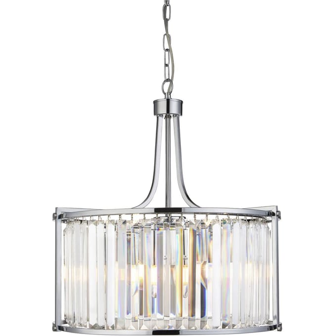 Searchlight Victoria hanglamp, chroomkleurig, kristalglas, 50 cm, E27