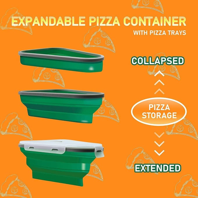 Pizza-bewaarbak met magnetronbestendige schaal, herbruikbare, uitbreidbare siliconen pizzapunthouder