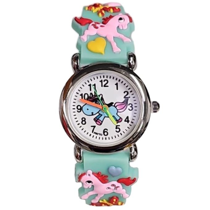 Fako® - Kinderhorloge - 3D - Eenhoorn Starlight - Mintgroen