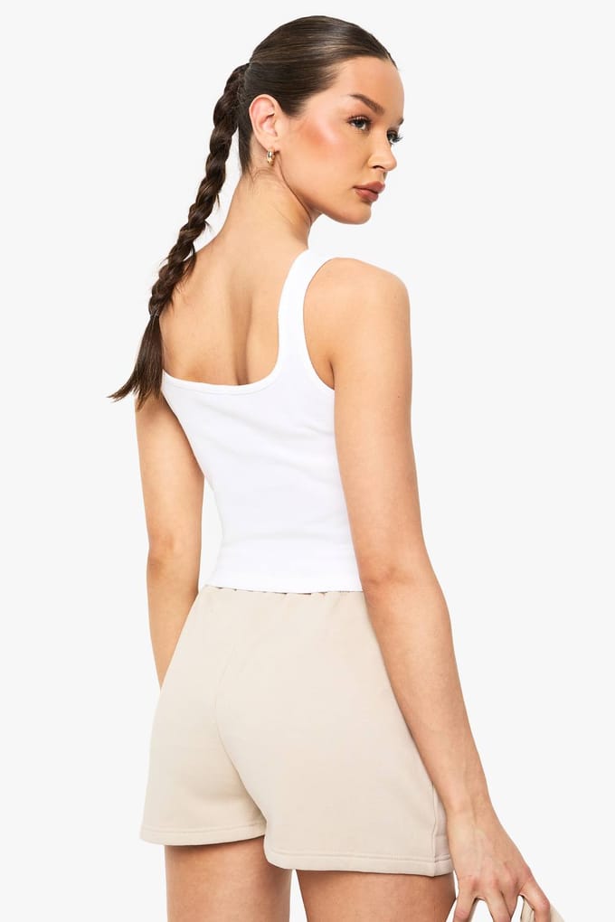 boohoo Dames High Waist Sweatshort Met Interne Trekkoord | Steen | Maat: Medium