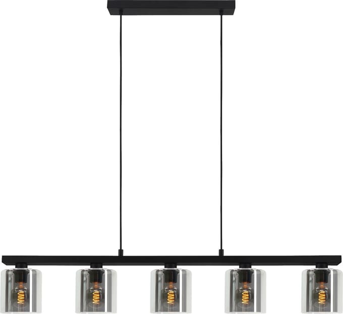 EGLO Cadley Hanglamp | E27 | 121 cm | Rookglas - Smoke glas | Zwart