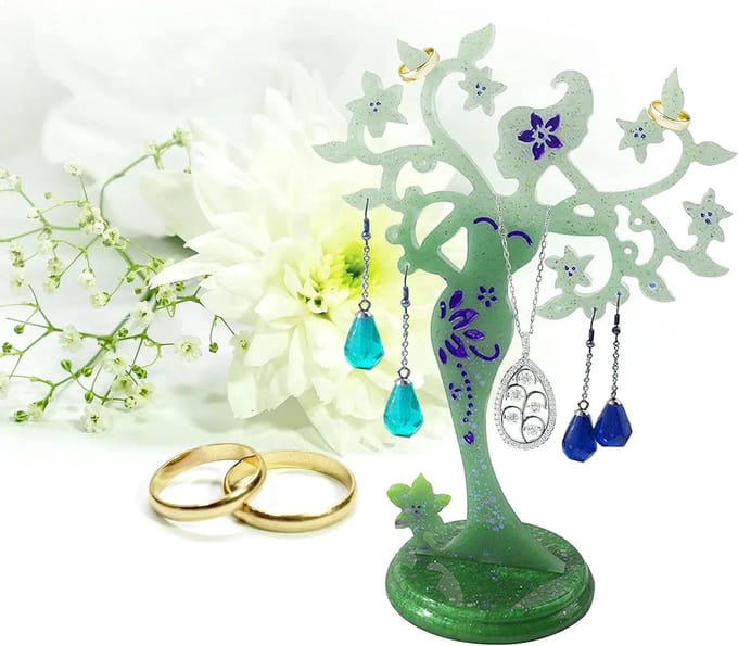 Ensemble de moules en résine époxy cristal, bricolage, support de bijoux, présentoir de bijoux, miroir, Table pivotante, moule en Silicone white