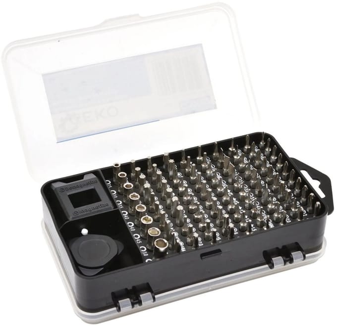 GEKO Precisie bitset - veelzijdig - 90-delig - magnetische handgreep - aluminium - flexibel