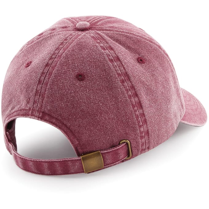 Beechfield Unisex Laag Profiel Vintage Denim-Look Cap (Vintage Rood)