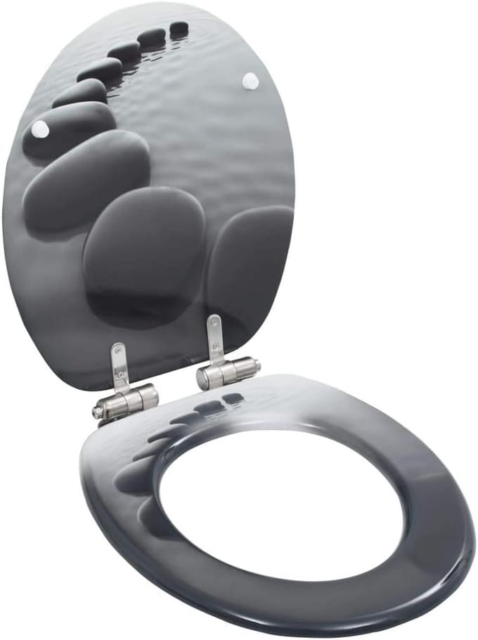 Universeel Toiletbril met Softclose - MDF Steen Design - Verstelbare Montage