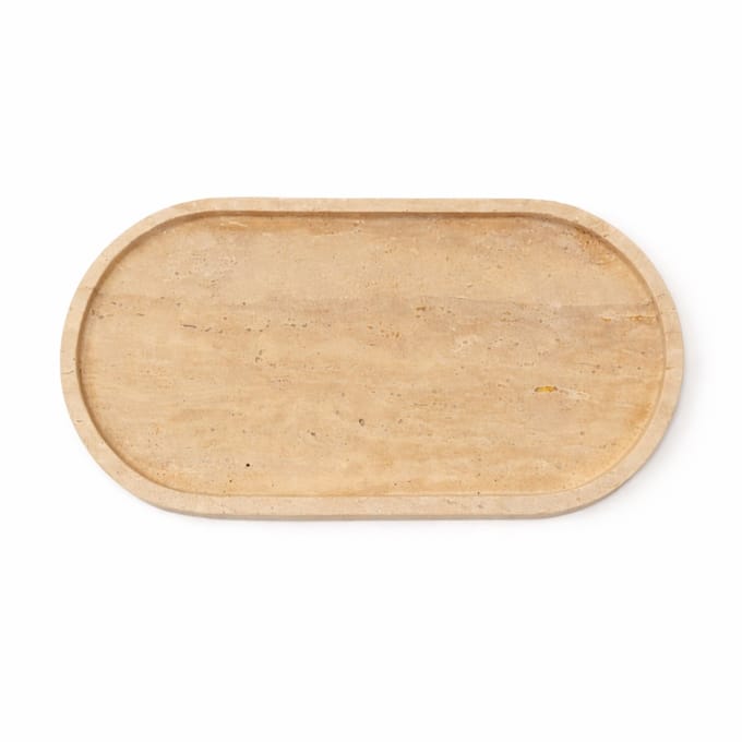 Marmoree - Travertin - Dienblad - Ovaal - Beige - 17x35cm