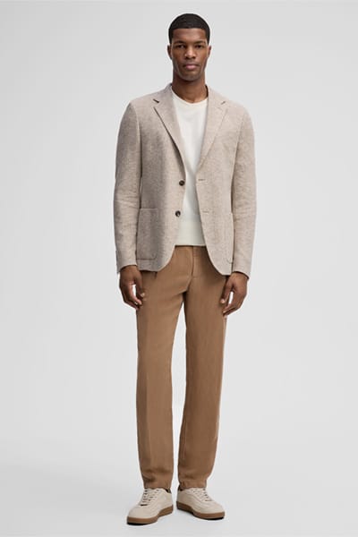 Colbert Arndt met linnenaandeel, beige geruit