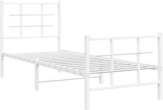 Eenpersoons Bedframe - Logeerbed Kinderbed - Slaapkamer Inrichting - Robuuste Metalen Constructie - 80x200 cm - Wit