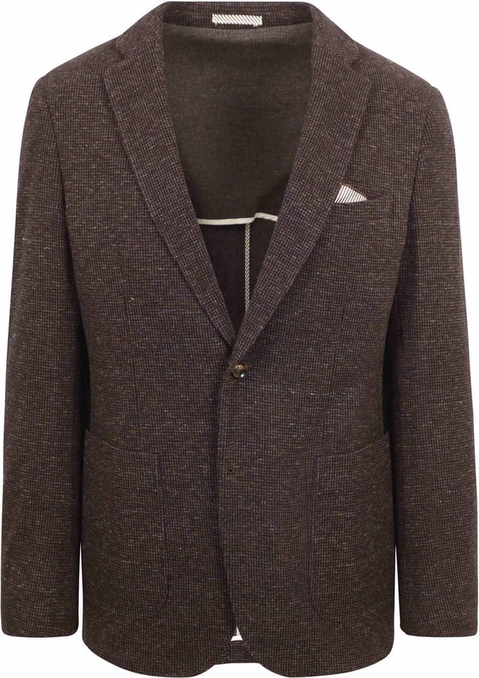 Suitable Colbert Fame Pied de Poule Bruin - Maat 54 - Heren blazer