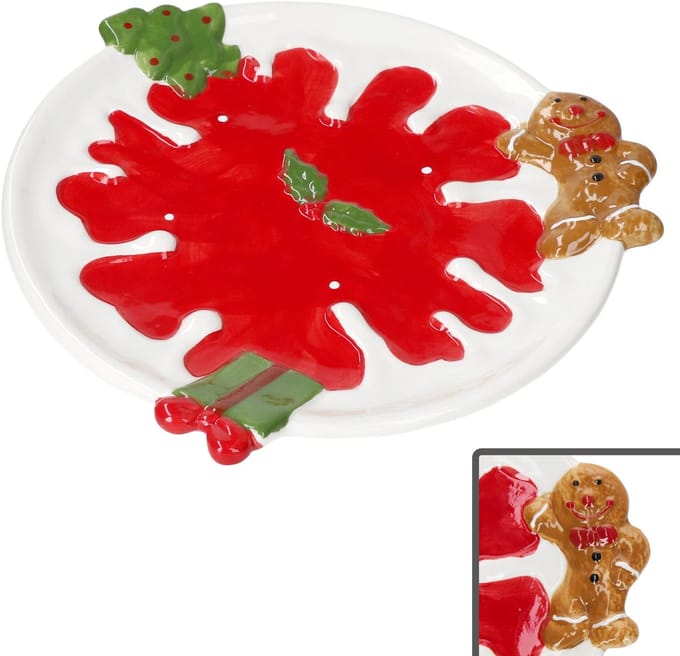 Aardewerk kerstster gebaksbord - 23000161