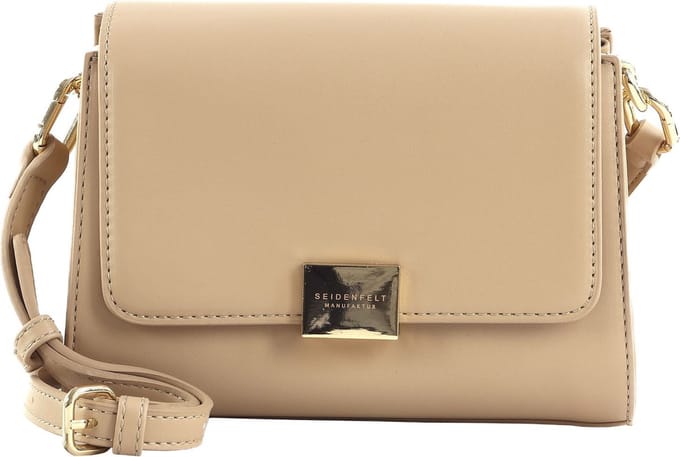 SEIDENFELT MANUFAKTUR Schoudertas Ellanda Crossbag Greyish Sand / Gold Lichtbruin