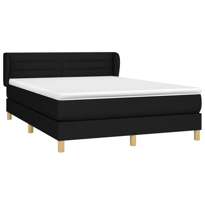 vidaXL - Boxspring - met - matras - stof - zwart - 140x190 - cm