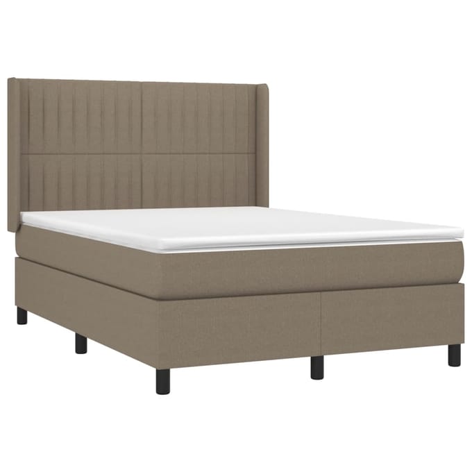 vidaXL - Boxspring - met - matras - stof - taupe - 140x190 - cm