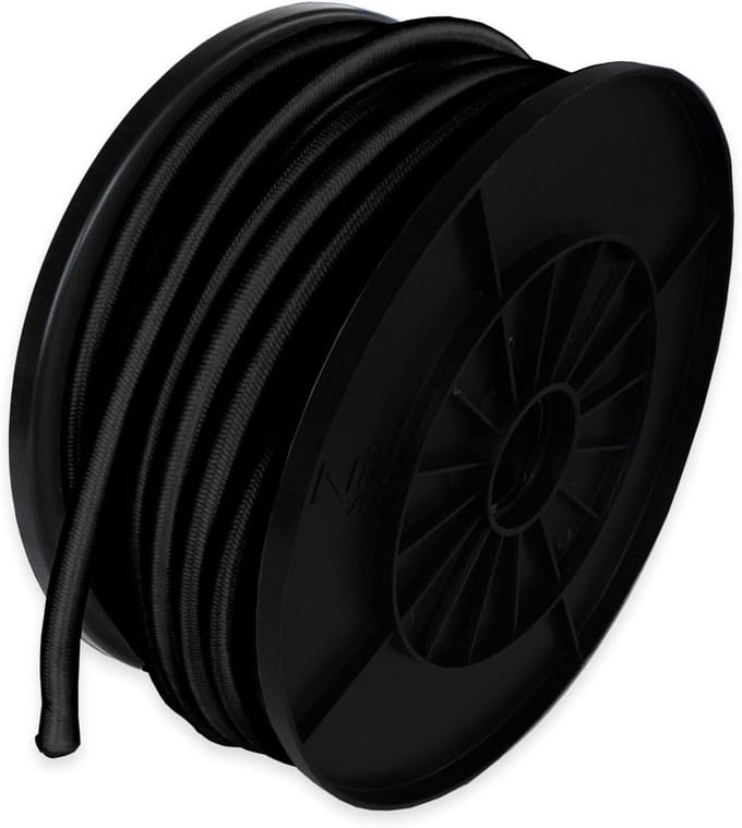 Zwart Elastisch Bungeekoord 9mm - 25 Meter Sterk Spanelastiek