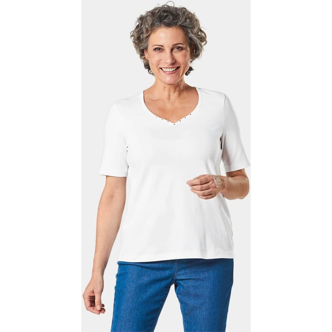 Goldner T-shirt Korte mouw basic shirt van katoen