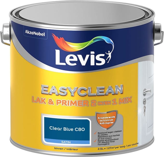 Levis - Easyclean Lak & Primer 2-In-1 Mix - Clear Blue C80 - Mengverf - 2,5 L