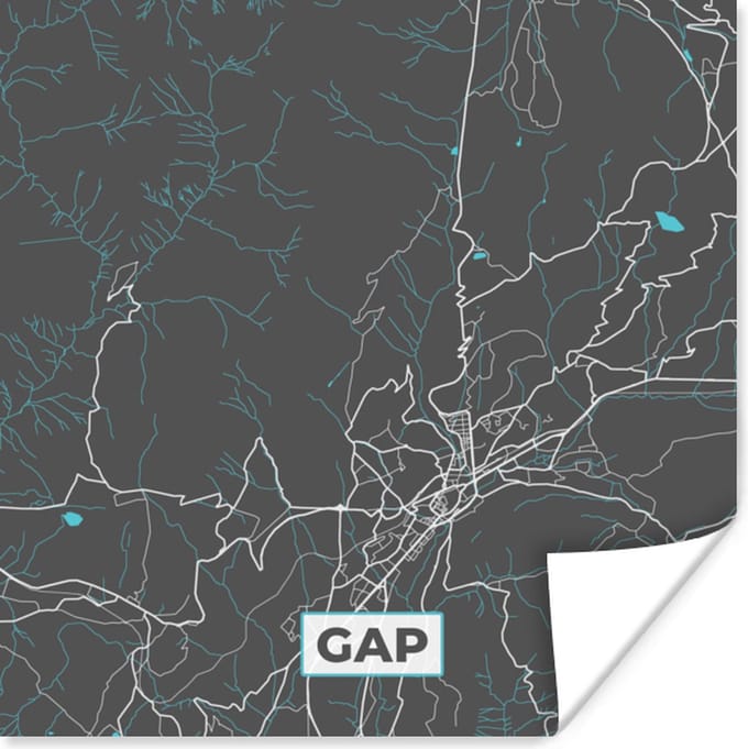 Poster Gap - Frankrijk - Plattegrond - Kaart - Stadskaart - 75x75 cm
