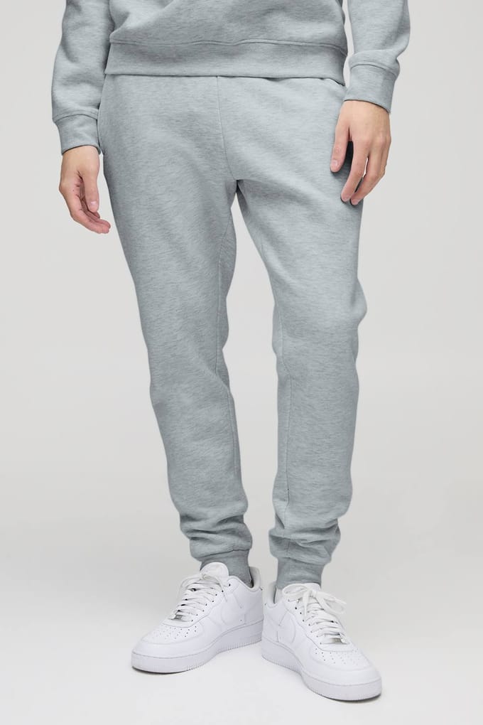 330GSM Skinny Fit Basic Jogger | Grey Marl | Size 5XL