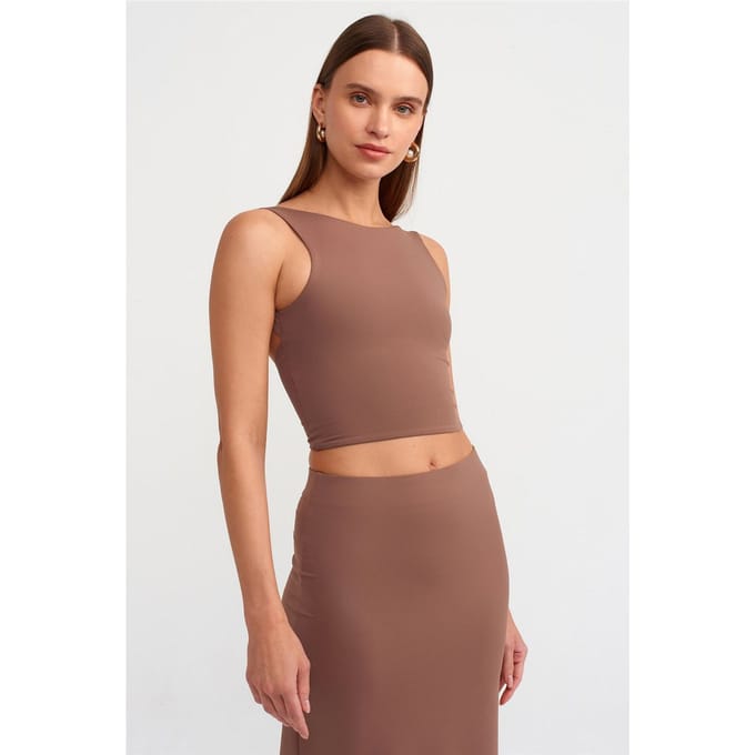 Dames Mouwloze Cut-Out Crop Blouse